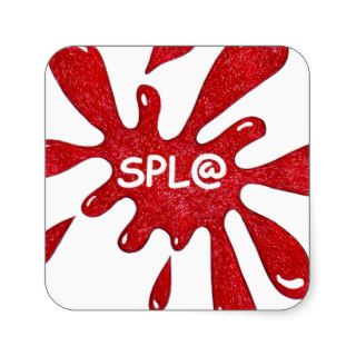 RED PAINT SPLAT SQUARE STICKERS