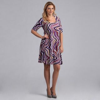 24/7 Comfort Apparel Women's Plus Size Abstract Print Dress 24/7 Comfort Apparel Dresses