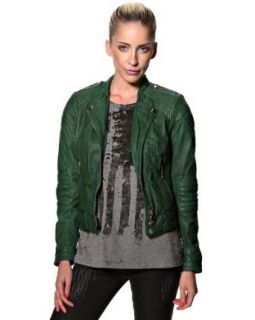 Jofama Women's Leather Jacket 'Marie Biker' 34 Green