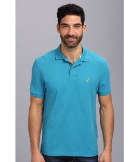 Nautica S/S Performance Deck Solid Polo Shirt Mens Short Sleeve Pullover (Blue)