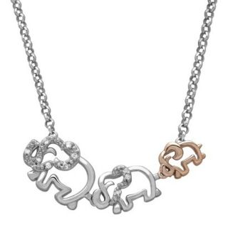0.02 CT.T.W. Diamond Accent Elephant Family Necklace Sterling Silver and Rose