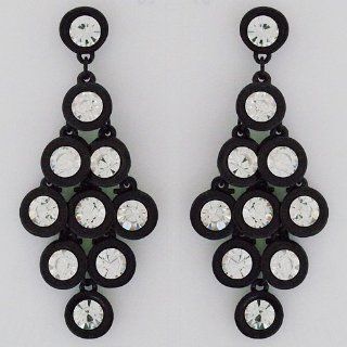 Black & Crystal Chandelier Earrings Perfect Details Jewelry