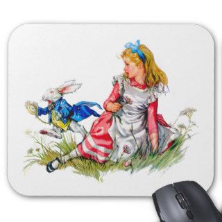 THE WHITE RABBIT DASHES BY ALICE MOUSE PADS