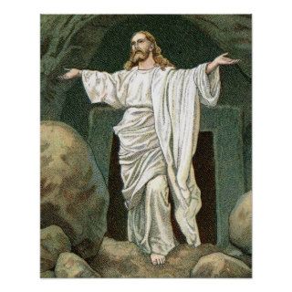 Jesus Christ resurrected the tomb Print