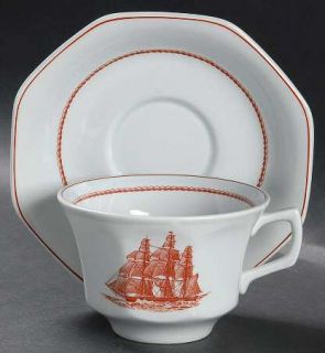 Wedgwood Flying Cloud Rust Oversized Cup & Saucer Set, Fine China Dinnerware   R