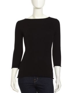 Cashmere Bateau Neck Sweater, Black