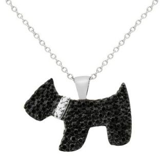 0.01 CT.T.W. Round Cut Black Diamond Accent Prong Set Dog Silver Plated Pendant