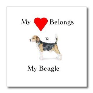 3dRose ht_155520_3 My Heart Belongs to My Beagle Iron on Heat Transfer Paper for White Material, 10 by 10 Inch