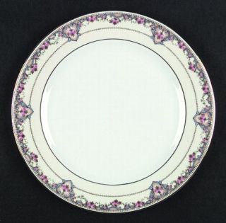 Heinrich   H&C 70366 Dinner Plate, Fine China Dinnerware   Pink Roses,Blue Scrol
