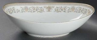 Noritake Gracelyn 10 Oval Vegetable Bowl, Fine China Dinnerware   Gold Flowers,