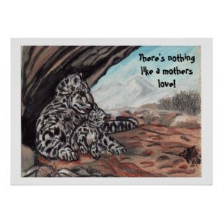 SNOW LEOPARD, A MOTHERS LOVE artwork Poster