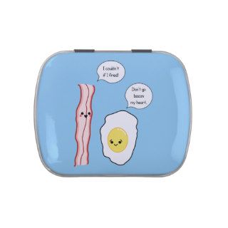 Cute Bacon and Egg Cartoon Jelly Belly Tin
