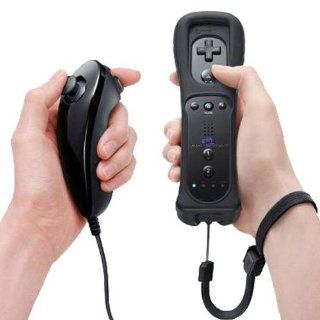 DBPOWER Black Built in Motion Plus Remote+nunchuck for Wii+silicone Skin+wrist Strap (NON OEM) Electronics
