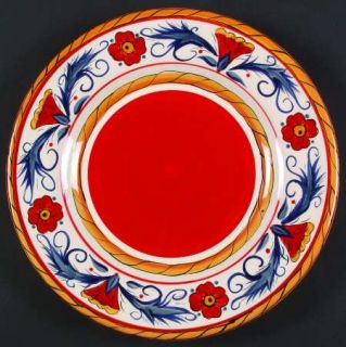 Tabletops Unlimited Italiano Dinner Plate, Fine China Dinnerware   Red/Blue/Gold