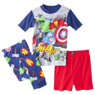 Avengers Boys 3 Piece Short Sleeve Pajama Set   Blue 6