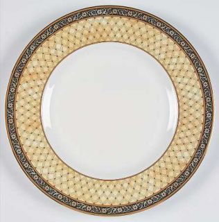 Wedgwood India Accent Luncheon Plate, Fine China Dinnerware   Tan & Black Bands,