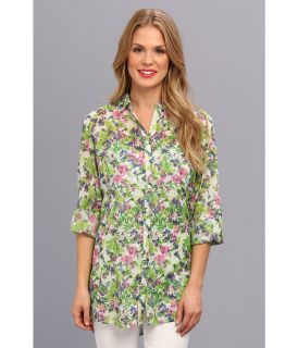 J.A.K. Jungle Flower Shirt Womens Long Sleeve Button Up (Green)