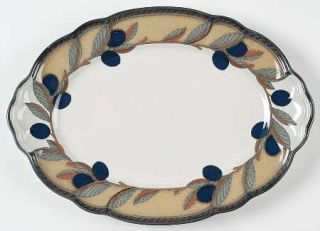 Noritake Olive Wreath 14 Oval Serving Platter, Fine China Dinnerware   Blue Oli
