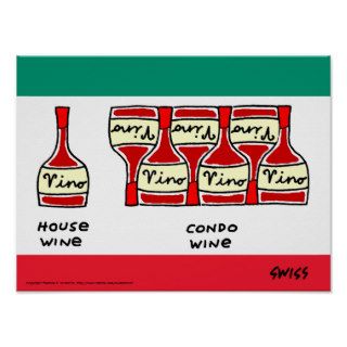 Funny Wine Cartoon Print For Kitchen or Restaurant