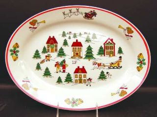 Jamestown Joy Of Christmas, The (Smooth,Red Trim) 14 Oval Serving Platter, Fine