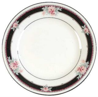 Noritake Castleberry Bread & Butter Plate, Fine China Dinnerware   Black,Pink Ba