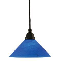 Toltec Lighting 22 BC 435 Cord Mini Pendant Light Black Copper Finish with Blue Italian Glass, 10 Inch   Ceiling Pendant Fixtures  