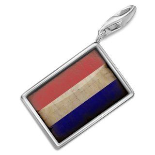 NEONBLOND Charms "The Netherlands Flag with a vintage look"   Bracelet Clip On Clasp Style Charms Jewelry
