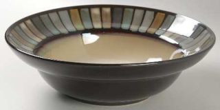 Home Harper Soup/Cereal Bowl, Fine China Dinnerware   Sage,Blue&Rust Squares On