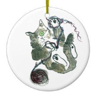 Yarn Tangle for Gray Tiger Kitten Ornaments