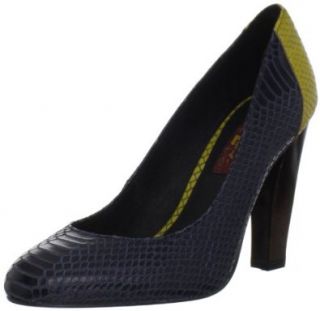 7 for All Mankind Women's Veta Pump, Midnight Navy Snake Print/Acid Green Snake Print, 6 M US Pumps Shoes Shoes