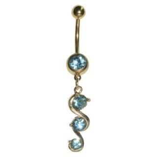 Womens Supreme Jewelry Curved Barbell Belly Ring with Stones   Gold/Blue
