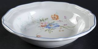Mikasa Blue Bouquet Rim Soup Bowl, Fine China Dinnerware   Floral Center, Blue T
