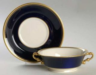 Syracuse Royal Court Footed Cream Soup Bowl & Saucer Set, Fine China Dinnerware