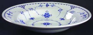 Furnivals Denmark Blue Rim Soup Bowl, Fine China Dinnerware   Blue Flowers&Scale