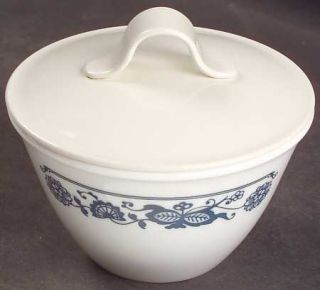 Corning Old Town Blue Sugar Bowl & Lid, Fine China Dinnerware   Corelle, Blue On