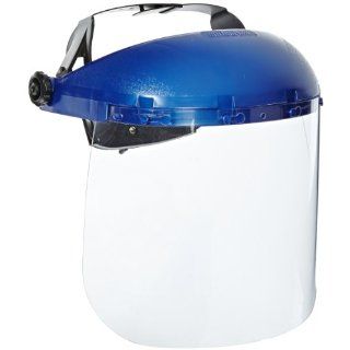 Sellstrom 390 Series Blue Plastic Crown and Clear Window Protective Faceshield with Ratchet Headgear Protective Face Shields