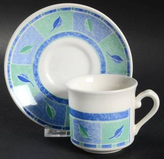 Churchill China Java Flat Cup & Saucer Set, Fine China Dinnerware   Hues Of Gree