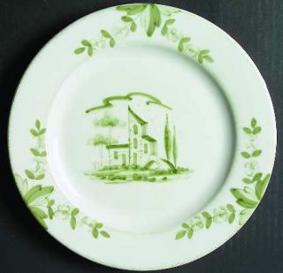 Vietri (Italy) Borgo Antico Salad Plate, Fine China Dinnerware   Olive Green Lan