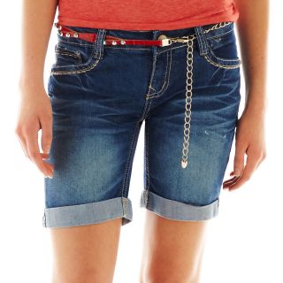 Truce Wallflower Belted Bermuda Shorts, Womens