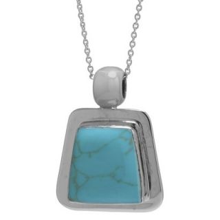Silver Plated Turquoise Inlay Framed Pendant   Silver/Turquoise (18)