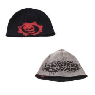 Gears Of War Reversible Skull Logo Beanie Winter Knit Hat Cap (Black/Grey) at  Men�s Clothing store