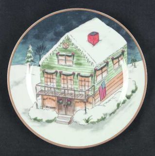 American Atelier Winter Village Salad/Dessert Plate, Fine China Dinnerware   Blu
