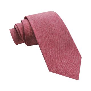 Stafford Solid Chambray Tie, Red, Mens