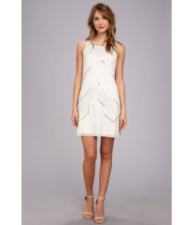 Adrianna Papell Halter Beaded Dress Womens Dress (White)