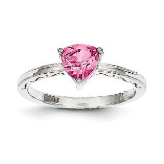 10k White Gold Created Pink Sapphire Ring Jewelry