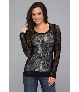 Stetson 8902 Stretch Lace Long Sleeve Tee Womens Long Sleeve Pullover (Black)