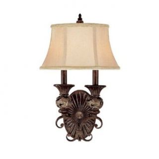Capital Lighting 1877CB 437 Wall Sconce with Beige Fabric Shades, Chesterfield Brown Finish Kitchen & Dining