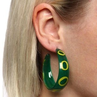 Acrylic Green and Yellow Circle Semi hoop Earrings Fashion Earrings