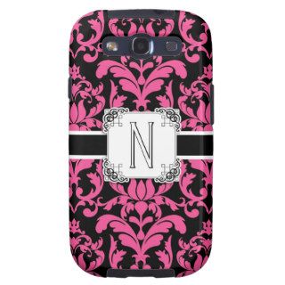 Letter N Monogram Floral Damask Typography Scroll Galaxy SIII Cases