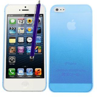 SAMRICK   Apple iPhone 5 5G & The New iPhone 5th Generation & Apple iPhone 5S   Clear Transparent   SlimLine Hard Hybrid Armour Shell Protection Case & Screen Protector/Foil/Film/Guard & Microfibre Cloth & Blue High Capacitive Stylus Pe